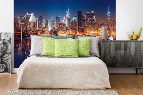 Vlies Fototapete - New York Panorama in der Nacht 375 x 250 cm
